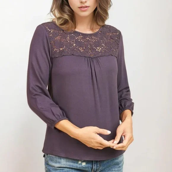NWT Daniel Rainn Sevyn Knit Blouse with Lace - Picture 1 of 4